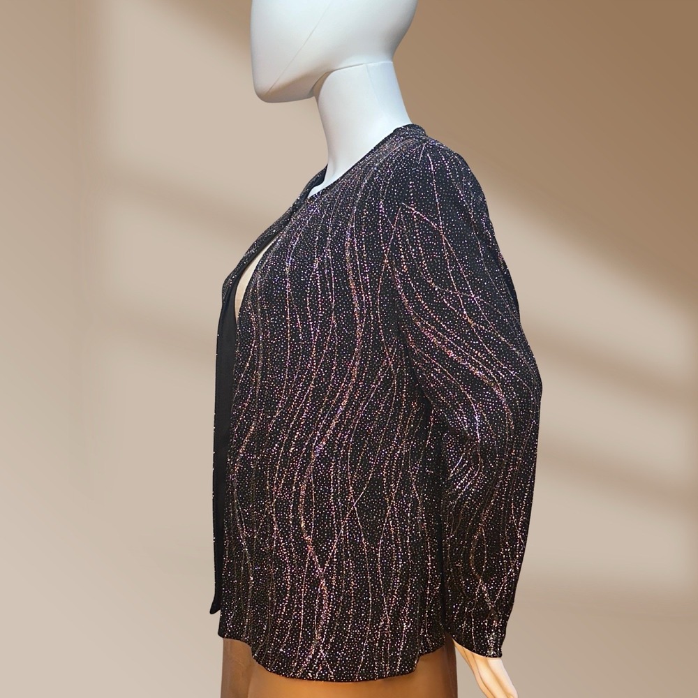 Ronni Nicole Women's Dress Jacket Very Sparkly Pink Accents on Black Sz Large - Picture 2 of 3
